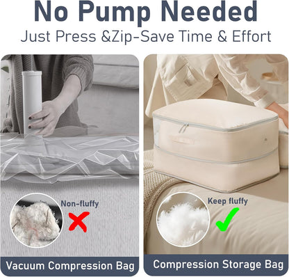 Clothes Storage Bag, 19L Compression Storage Bags for Sweater, Closet, Sheet Storage Organizer with Window Handle, Compression Packing Cubes Space Saver Storage Bags with Zipper