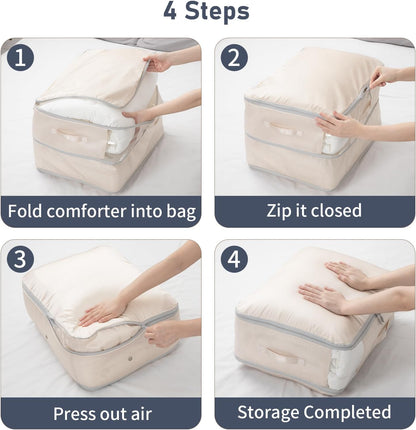 Clothes Storage Bag, 19L Compression Storage Bags for Sweater, Closet, Sheet Storage Organizer with Window Handle, Compression Packing Cubes Space Saver Storage Bags with Zipper