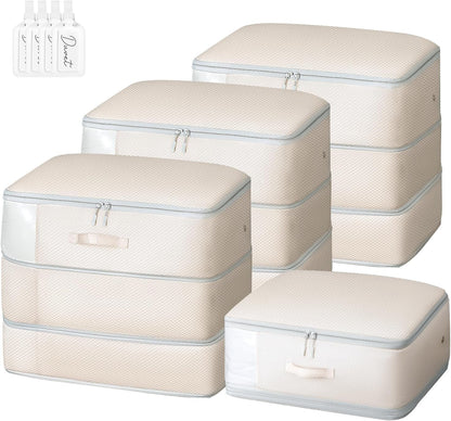Clothes Storage Bag, 19L Compression Storage Bags for Sweater, Closet, Sheet Storage Organizer with Window Handle, Compression Packing Cubes Space Saver Storage Bags with Zipper