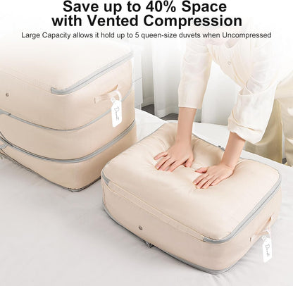 Clothes Storage Bag, 19L Compression Storage Bags for Sweater, Closet, Sheet Storage Organizer with Window Handle, Compression Packing Cubes Space Saver Storage Bags with Zipper