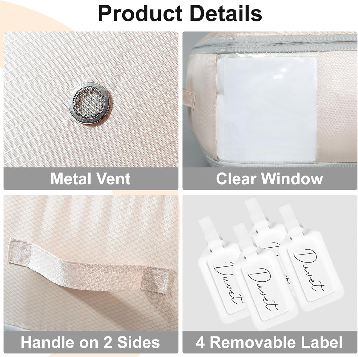 Clothes Storage Bag, 19L Compression Storage Bags for Sweater, Closet, Sheet Storage Organizer with Window Handle, Compression Packing Cubes Space Saver Storage Bags with Zipper