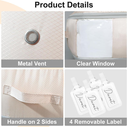 Clothes Storage Bag, 19L Compression Storage Bags for Sweater, Closet, Sheet Storage Organizer with Window Handle, Compression Packing Cubes Space Saver Storage Bags with Zipper