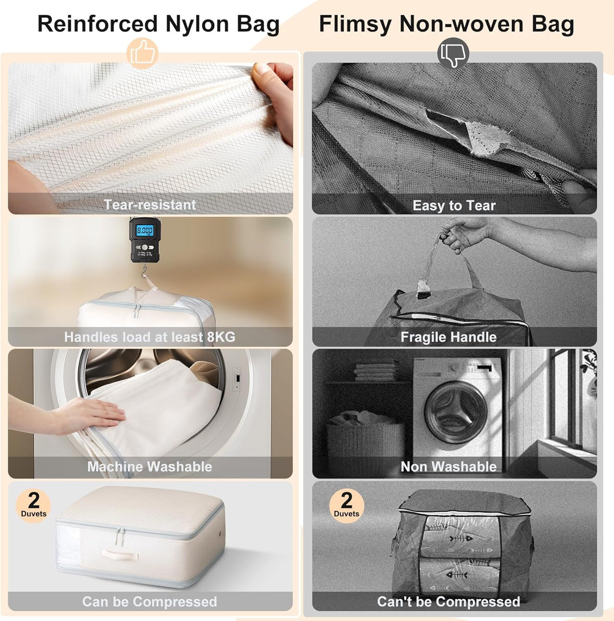 Clothes Storage Bag, 19L Compression Storage Bags for Sweater, Closet, Sheet Storage Organizer with Window Handle, Compression Packing Cubes Space Saver Storage Bags with Zipper