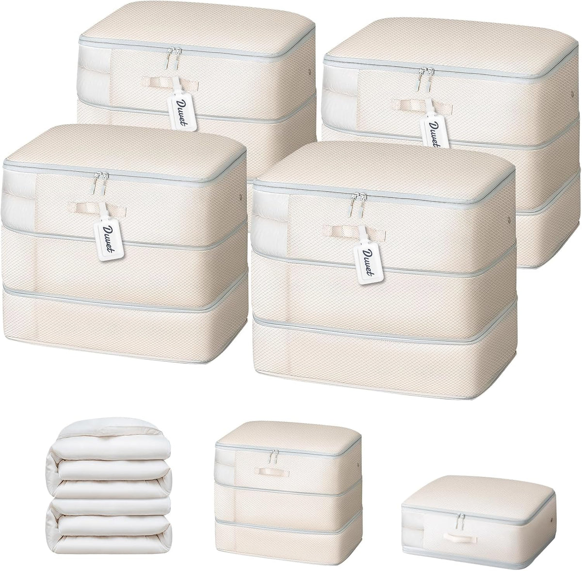 Clothes Storage Bag, 19L Compression Storage Bags for Sweater, Closet, Sheet Storage Organizer with Window Handle, Compression Packing Cubes Space Saver Storage Bags with Zipper