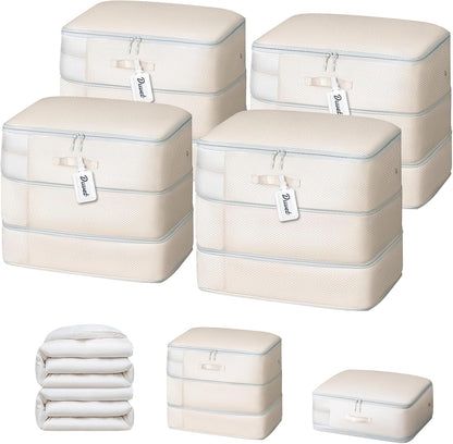 Clothes Storage Bag, 19L Compression Storage Bags for Sweater, Closet, Sheet Storage Organizer with Window Handle, Compression Packing Cubes Space Saver Storage Bags with Zipper