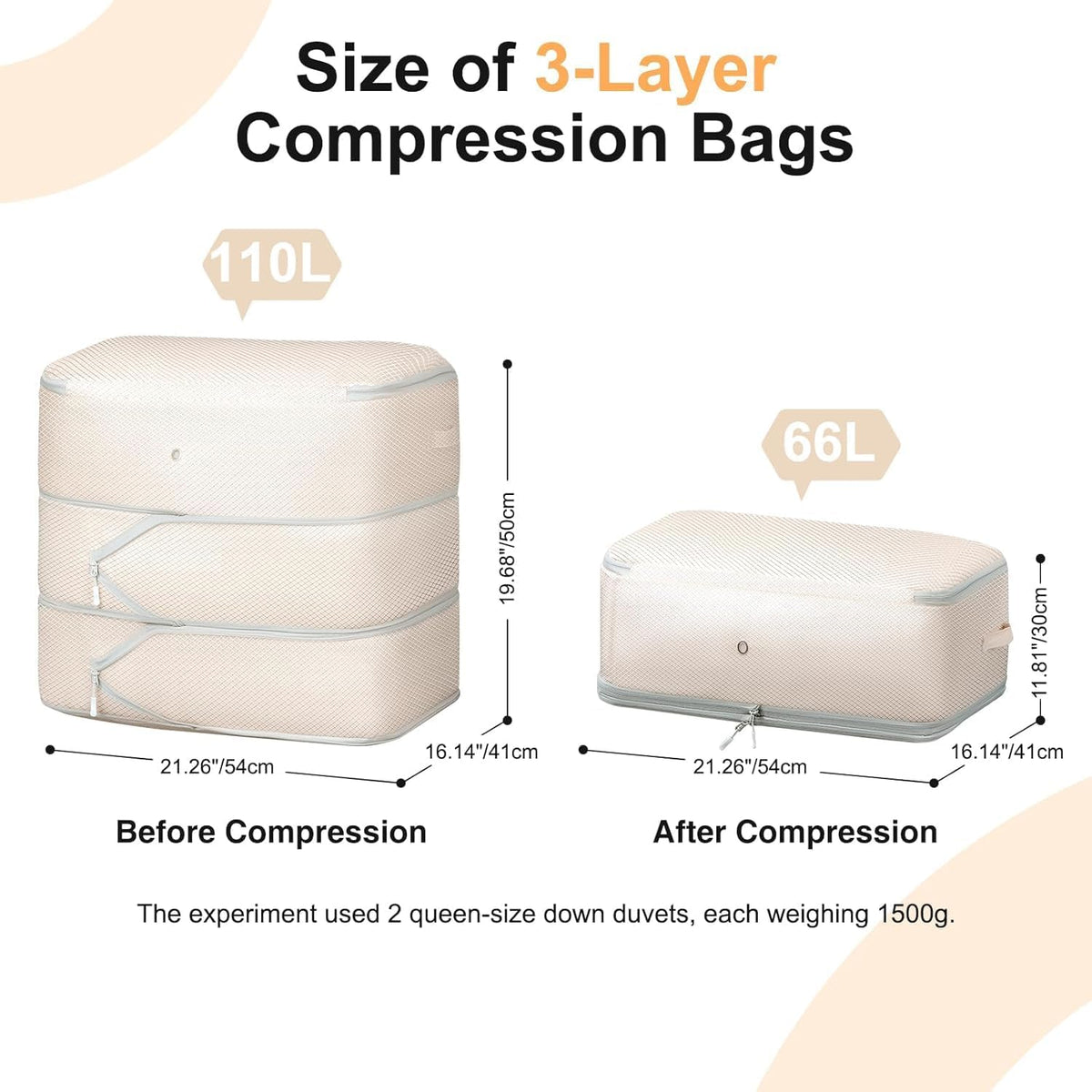 Clothes Storage Bag, 19L Compression Storage Bags for Sweater, Closet, Sheet Storage Organizer with Window Handle, Compression Packing Cubes Space Saver Storage Bags with Zipper