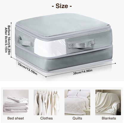 Clothes Storage Bag, 19L Compression Storage Bags for Sweater, Closet, Sheet Storage Organizer with Window Handle, Compression Packing Cubes Space Saver Storage Bags with Zipper