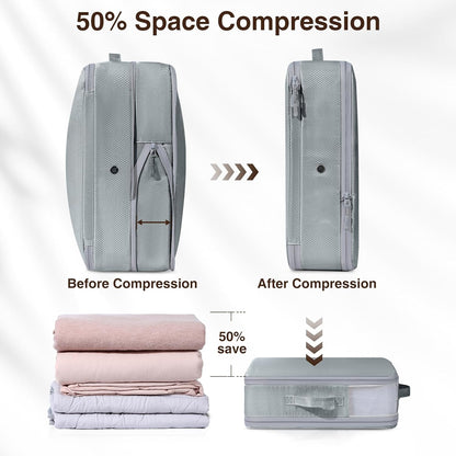 Clothes Storage Bag, 19L Compression Storage Bags for Sweater, Closet, Sheet Storage Organizer with Window Handle, Compression Packing Cubes Space Saver Storage Bags with Zipper