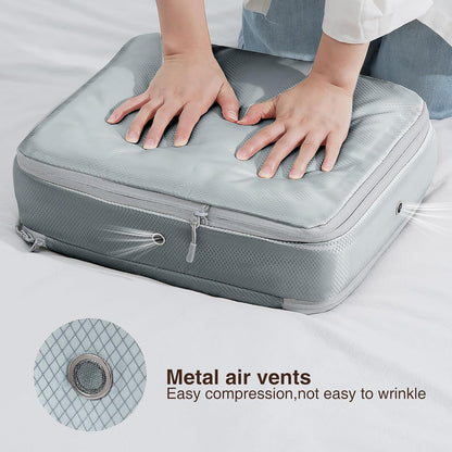 Clothes Storage Bag, 19L Compression Storage Bags for Sweater, Closet, Sheet Storage Organizer with Window Handle, Compression Packing Cubes Space Saver Storage Bags with Zipper