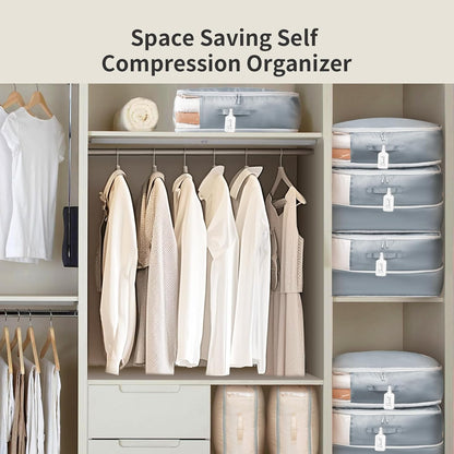 Clothes Storage Bag, 19L Compression Storage Bags for Sweater, Closet, Sheet Storage Organizer with Window Handle, Compression Packing Cubes Space Saver Storage Bags with Zipper