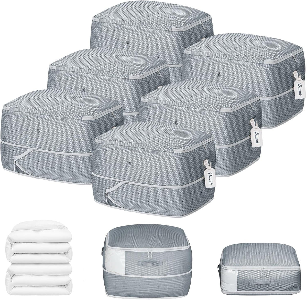 Clothes Storage Bag, 19L Compression Storage Bags for Sweater, Closet, Sheet Storage Organizer with Window Handle, Compression Packing Cubes Space Saver Storage Bags with Zipper