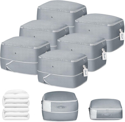 Clothes Storage Bag, 19L Compression Storage Bags for Sweater, Closet, Sheet Storage Organizer with Window Handle, Compression Packing Cubes Space Saver Storage Bags with Zipper