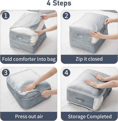Clothes Storage Bag, 19L Compression Storage Bags for Sweater, Closet, Sheet Storage Organizer with Window Handle, Compression Packing Cubes Space Saver Storage Bags with Zipper