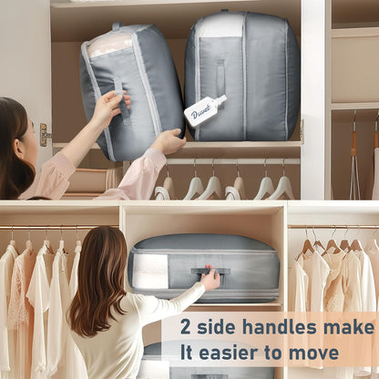 Clothes Storage Bag, 19L Compression Storage Bags for Sweater, Closet, Sheet Storage Organizer with Window Handle, Compression Packing Cubes Space Saver Storage Bags with Zipper