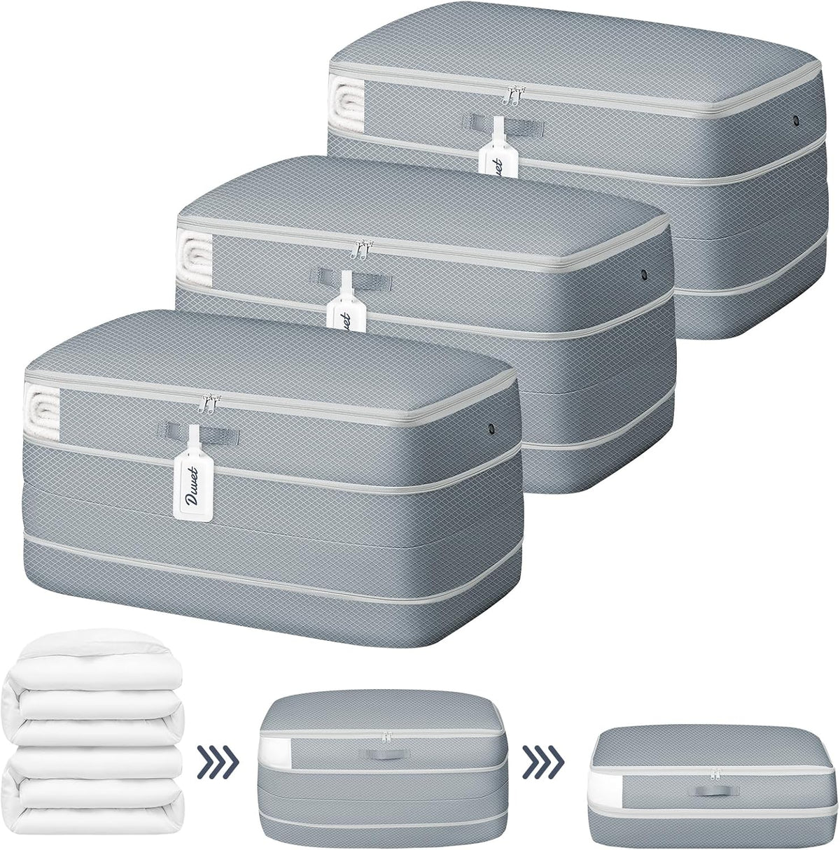 Clothes Storage Bag, 19L Compression Storage Bags for Sweater, Closet, Sheet Storage Organizer with Window Handle, Compression Packing Cubes Space Saver Storage Bags with Zipper
