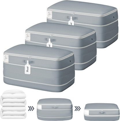 Clothes Storage Bag, 19L Compression Storage Bags for Sweater, Closet, Sheet Storage Organizer with Window Handle, Compression Packing Cubes Space Saver Storage Bags with Zipper
