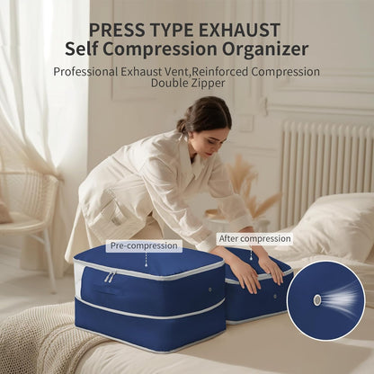 Clothes Storage Bag, 19L Compression Storage Bags for Sweater, Closet, Sheet Storage Organizer with Window Handle, Compression Packing Cubes Space Saver Storage Bags with Zipper