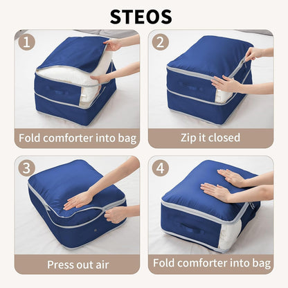 Clothes Storage Bag, 19L Compression Storage Bags for Sweater, Closet, Sheet Storage Organizer with Window Handle, Compression Packing Cubes Space Saver Storage Bags with Zipper