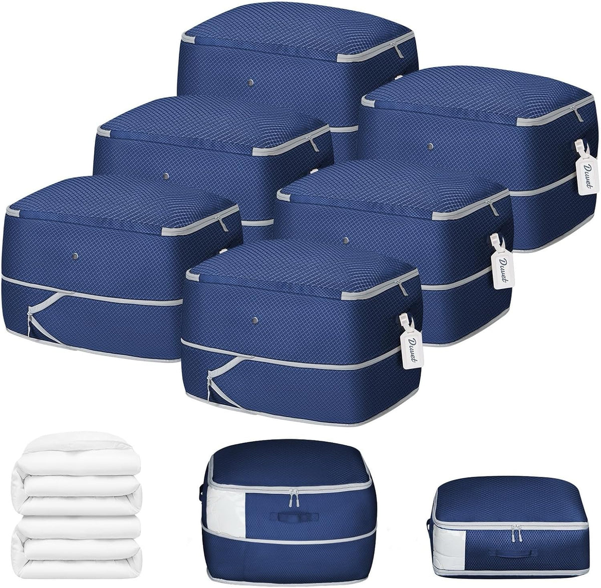 Clothes Storage Bag, 19L Compression Storage Bags for Sweater, Closet, Sheet Storage Organizer with Window Handle, Compression Packing Cubes Space Saver Storage Bags with Zipper
