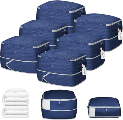 Clothes Storage Bag, 19L Compression Storage Bags for Sweater, Closet, Sheet Storage Organizer with Window Handle, Compression Packing Cubes Space Saver Storage Bags with Zipper