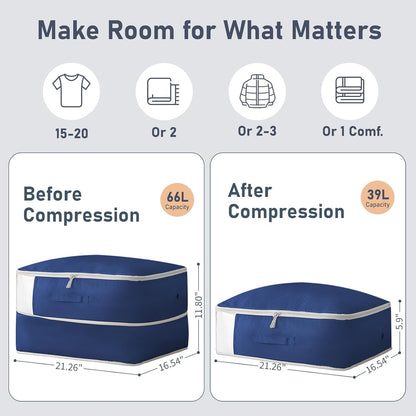 Clothes Storage Bag, 19L Compression Storage Bags for Sweater, Closet, Sheet Storage Organizer with Window Handle, Compression Packing Cubes Space Saver Storage Bags with Zipper