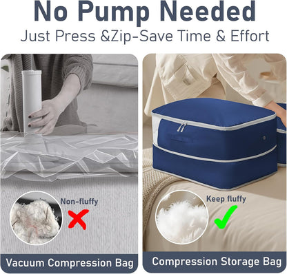 Clothes Storage Bag, 19L Compression Storage Bags for Sweater, Closet, Sheet Storage Organizer with Window Handle, Compression Packing Cubes Space Saver Storage Bags with Zipper