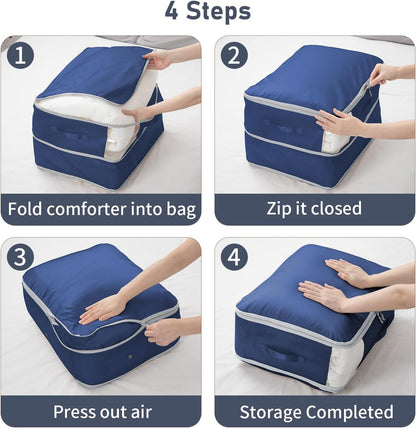 Clothes Storage Bag, 19L Compression Storage Bags for Sweater, Closet, Sheet Storage Organizer with Window Handle, Compression Packing Cubes Space Saver Storage Bags with Zipper