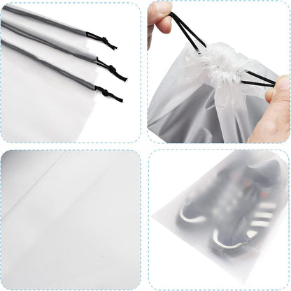 Transparent Shoe Bags for Travel Large Clear Shoes Organizers Storage Pouch with Rope for Men and Women 13 Pack