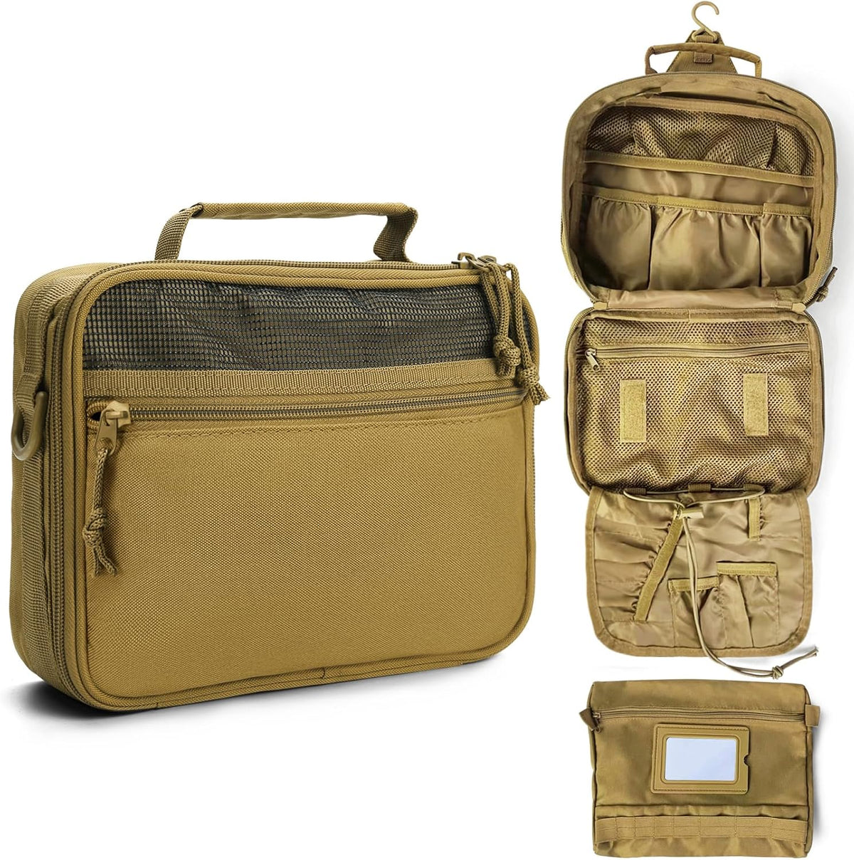 Tactical Toiletry Bag for Men, 9.5" Hanging Dopp Kit Shaving Hygiene Bag for Traveling Bathroom