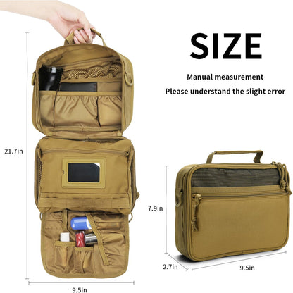 Tactical Toiletry Bag for Men, 9.5" Hanging Dopp Kit Shaving Hygiene Bag for Traveling Bathroom