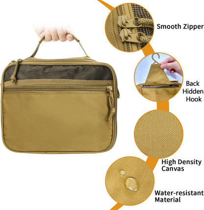 Tactical Toiletry Bag for Men, 9.5" Hanging Dopp Kit Shaving Hygiene Bag for Traveling Bathroom