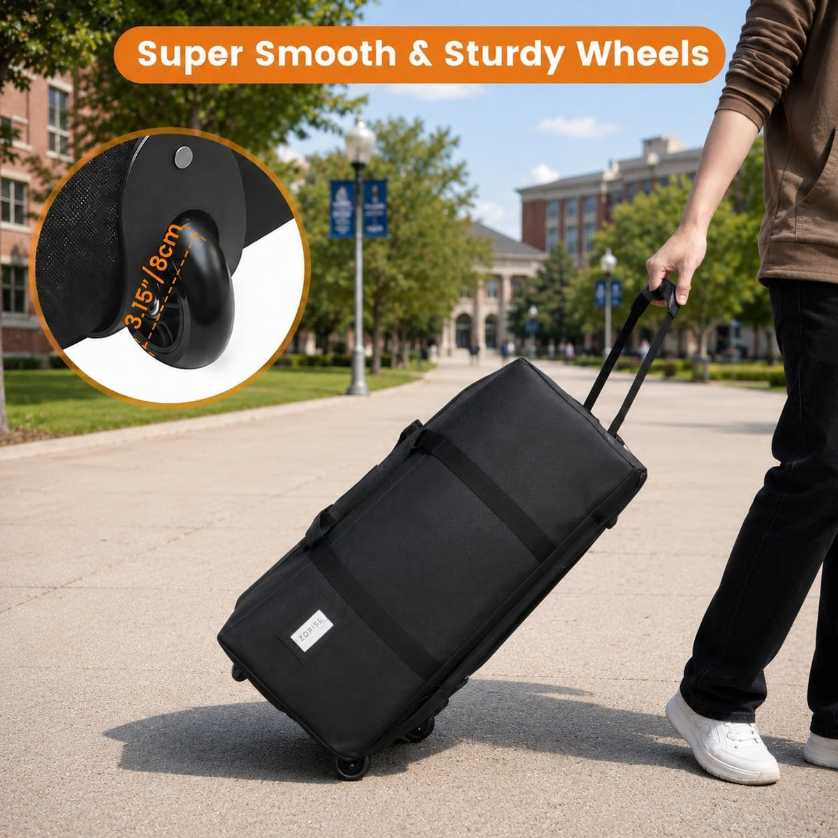 2 Pack Heavy Duty Moving Bags with Wheels, 29" Foldable Rolling Duffle Bag, 900D Oxford | Shoulder Strap | Waterproof Packing Bags, Duffel Bag, Dorm Moving Bags for Moving/Traveling/Camping