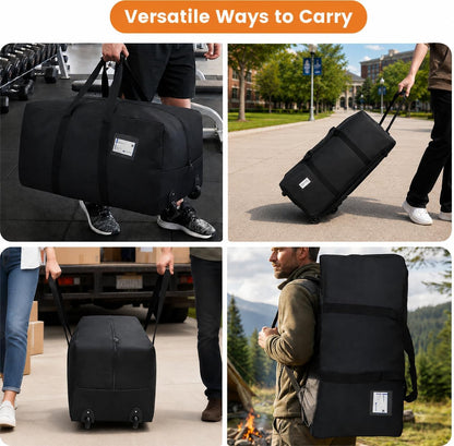2 Pack Heavy Duty Moving Bags with Wheels, 29" Foldable Rolling Duffle Bag, 900D Oxford | Shoulder Strap | Waterproof Packing Bags, Duffel Bag, Dorm Moving Bags for Moving/Traveling/Camping