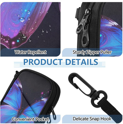 Travel Document Organizer 8.26×5.51×1.18 In | Scratch Resistant Polyester Sturdy Shape Multi-Way Carry for Men Women Daily Use Galaxy Butterfly