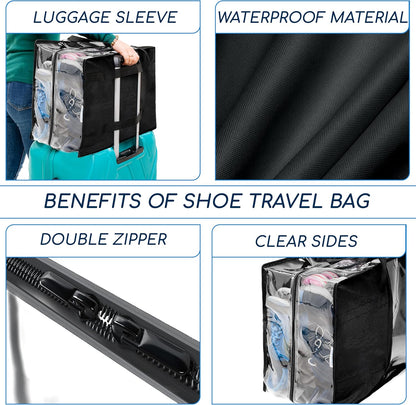 Shoe Travel Bag for 8 Pairs of Shoes - Travel Shoe Organizer - Portable Luggage Multiple Shoes Carrier Sneaker Bag - Shoe Storage Case
