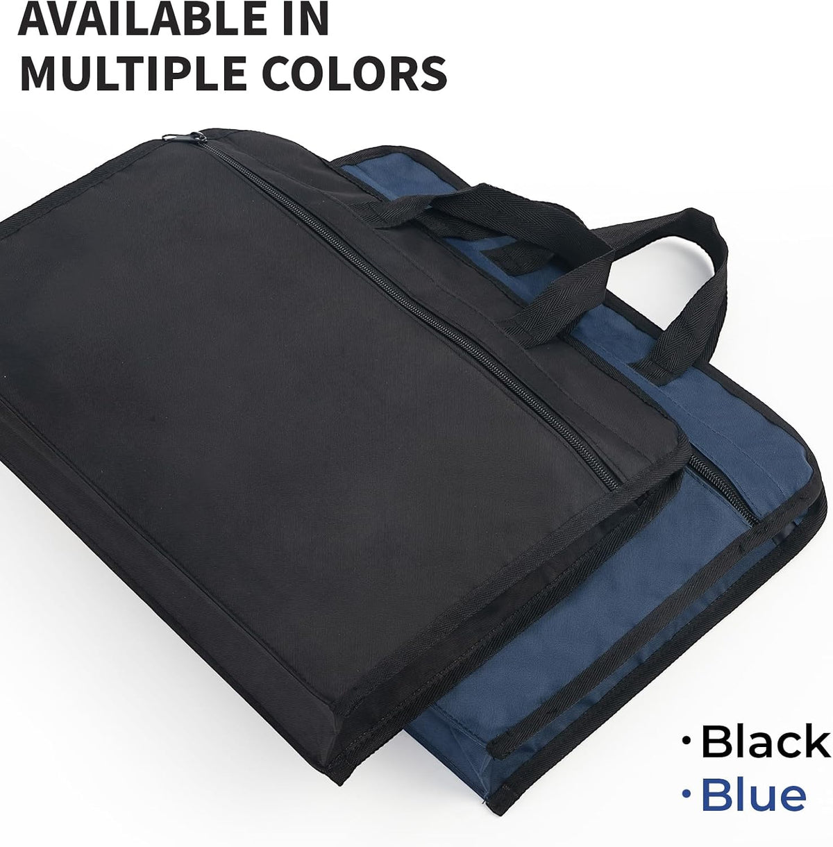 12x15 in Large Zipper Pouch with Handle, A4 Foldable Lightweight Waterproof Oxford Document Storage Bag, File Organizer for Office Travel Books Papers Filing Folder – 1 Pack (Black)