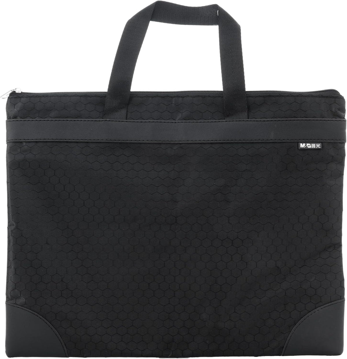12x15 in Large Zipper Pouch with Handle, A4 Foldable Lightweight Waterproof Oxford Document Storage Bag, File Organizer for Office Travel Books Papers Filing Folder – 1 Pack (Black)