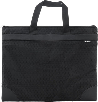 12x15 in Large Zipper Pouch with Handle, A4 Foldable Lightweight Waterproof Oxford Document Storage Bag, File Organizer for Office Travel Books Papers Filing Folder – 1 Pack (Black)