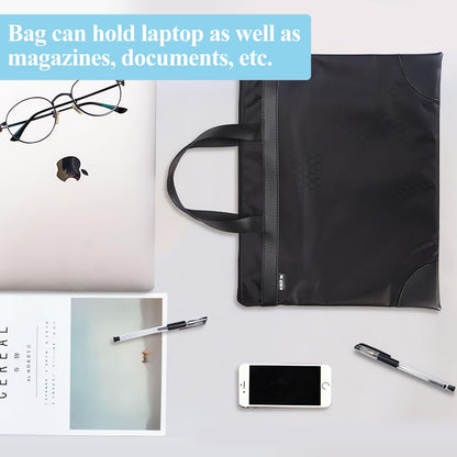 12x15 in Large Zipper Pouch with Handle, A4 Foldable Lightweight Waterproof Oxford Document Storage Bag, File Organizer for Office Travel Books Papers Filing Folder – 1 Pack (Black)