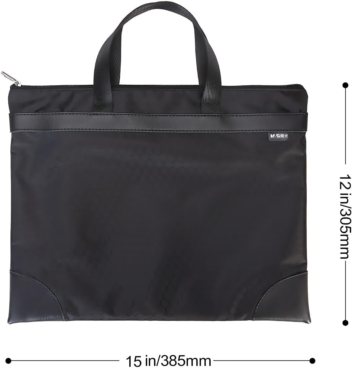 12x15 in Large Zipper Pouch with Handle, A4 Foldable Lightweight Waterproof Oxford Document Storage Bag, File Organizer for Office Travel Books Papers Filing Folder – 1 Pack (Black)