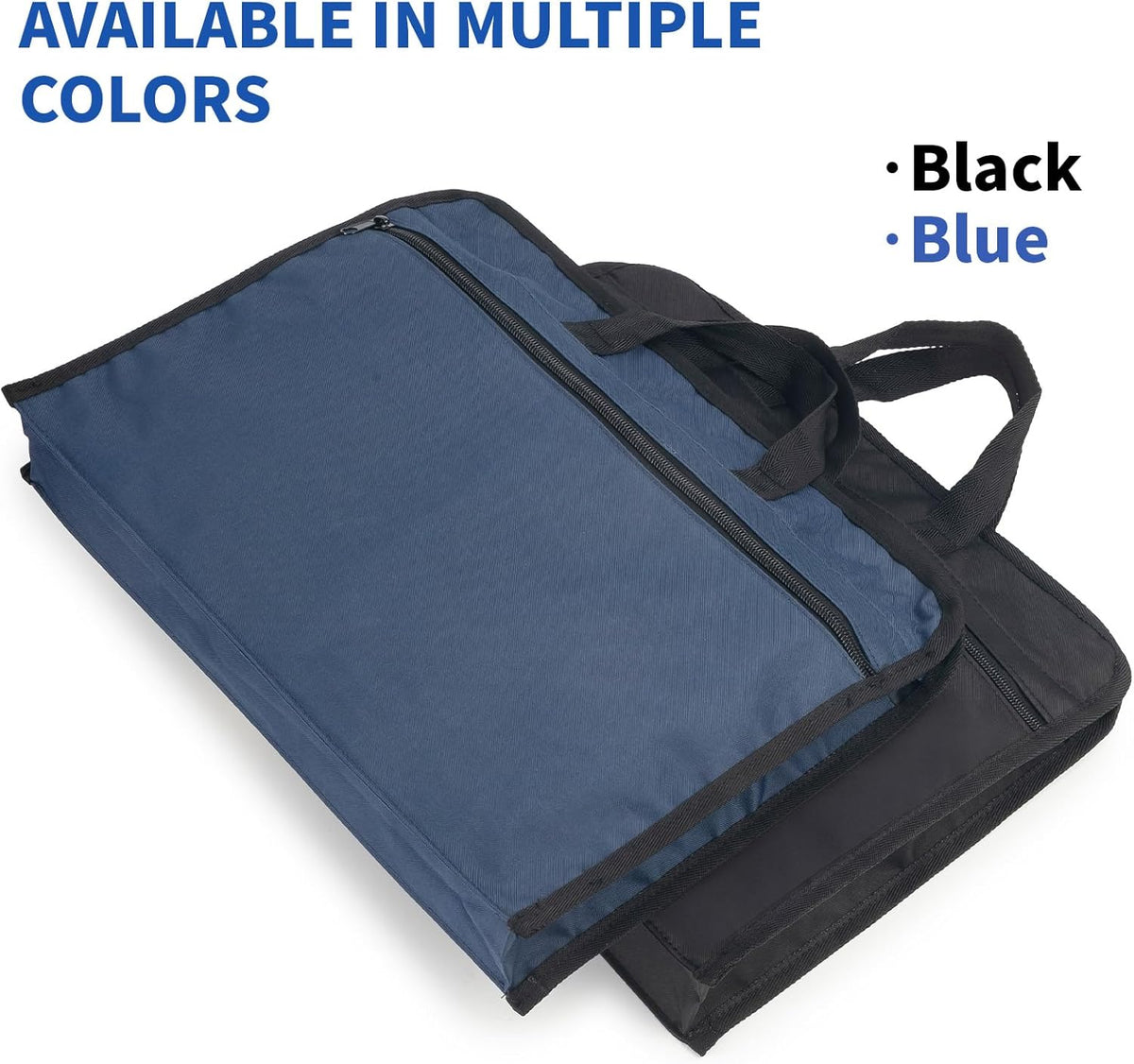 12x15 in Large Zipper Pouch with Handle, A4 Foldable Lightweight Waterproof Oxford Document Storage Bag, File Organizer for Office Travel Books Papers Filing Folder – 1 Pack (Black)