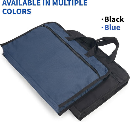 12x15 in Large Zipper Pouch with Handle, A4 Foldable Lightweight Waterproof Oxford Document Storage Bag, File Organizer for Office Travel Books Papers Filing Folder – 1 Pack (Black)