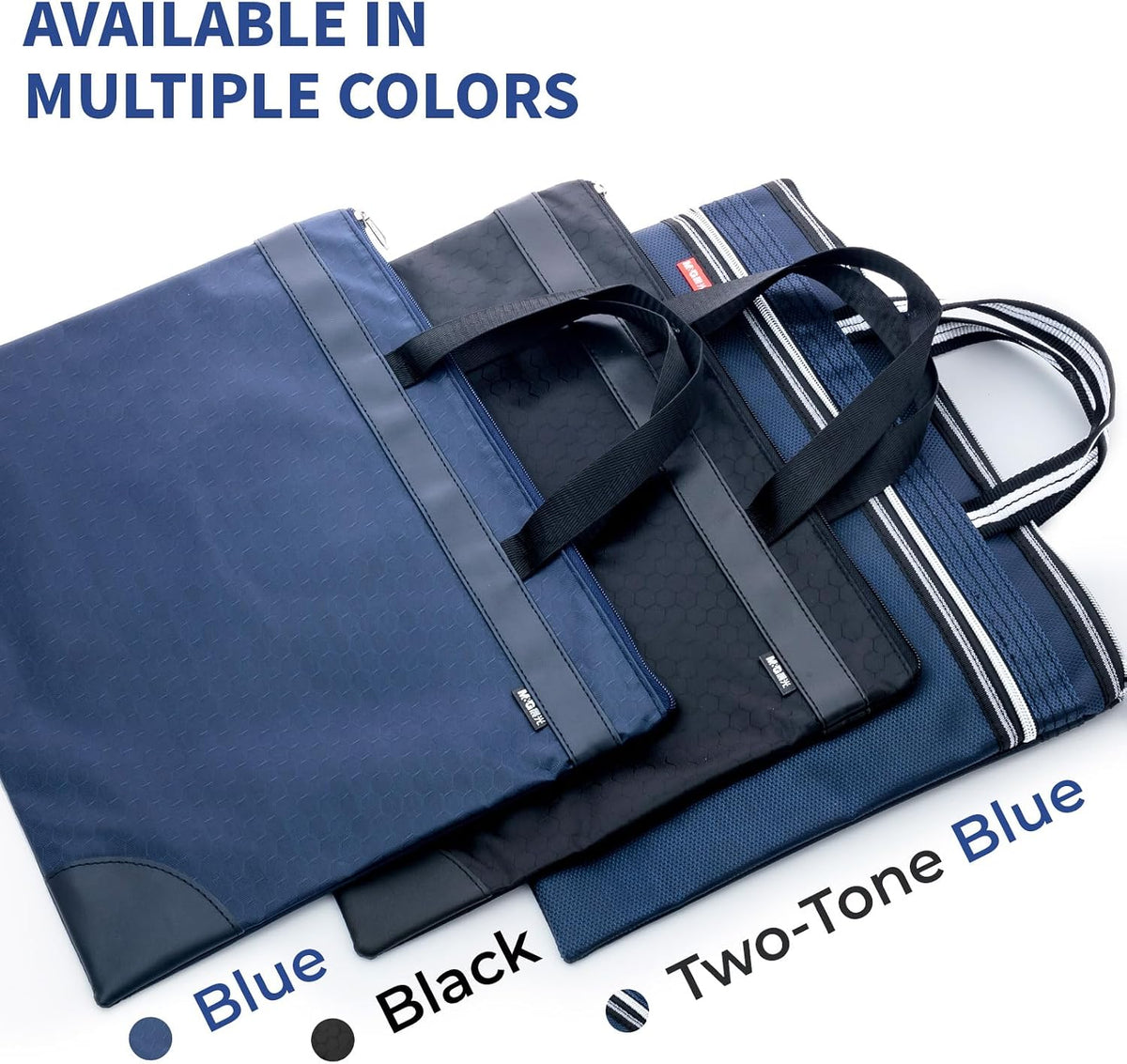 12x15 in Large Zipper Pouch with Handle, A4 Foldable Lightweight Waterproof Oxford Document Storage Bag, File Organizer for Office Travel Books Papers Filing Folder – 1 Pack (Black)