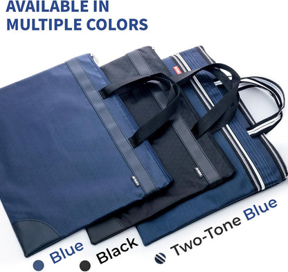 12x15 in Large Zipper Pouch with Handle, A4 Foldable Lightweight Waterproof Oxford Document Storage Bag, File Organizer for Office Travel Books Papers Filing Folder – 1 Pack (Black)