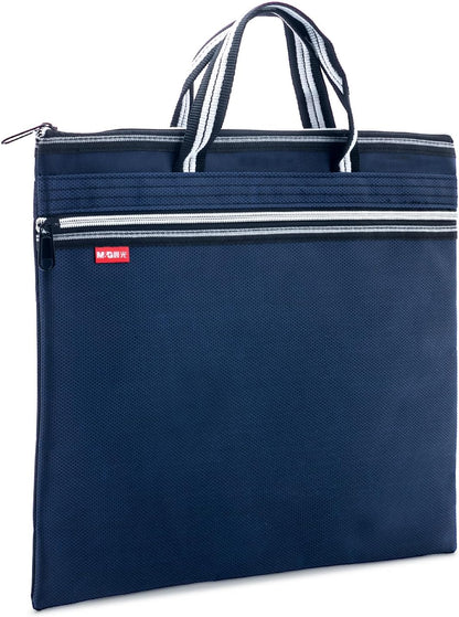 12x15 in Large Zipper Pouch with Handle, A4 Foldable Lightweight Waterproof Oxford Document Storage Bag, File Organizer for Office Travel Books Papers Filing Folder – 1 Pack (Black)