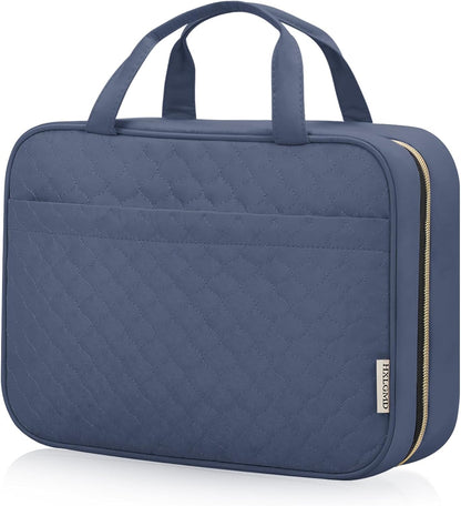 Travel Size Toiletry Bag for Women, Portable Cosmetic Bag with Hanging Hook, Travel Essentials Water-resistant Makeup Organizer for Accessories, Shampoo, Full-size Container, Toiletries