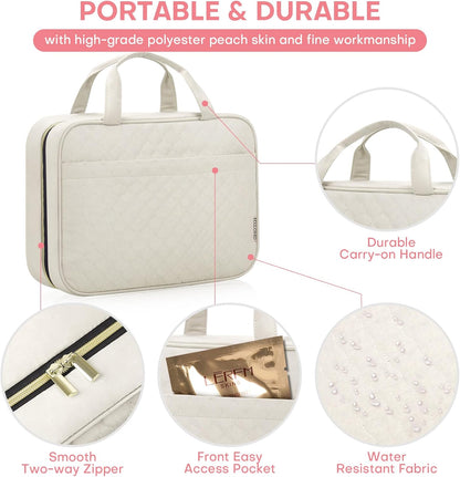 Travel Size Toiletry Bag for Women, Portable Cosmetic Bag with Hanging Hook, Travel Essentials Water-resistant Makeup Organizer for Accessories, Shampoo, Full-size Container, Toiletries