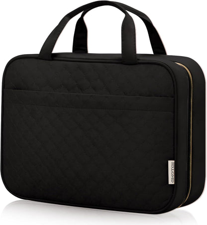 Travel Size Toiletry Bag for Women, Portable Cosmetic Bag with Hanging Hook, Travel Essentials Water-resistant Makeup Organizer for Accessories, Shampoo, Full-size Container, Toiletries