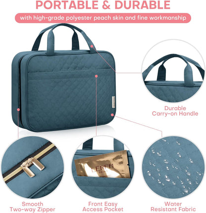 Travel Size Toiletry Bag for Women, Portable Cosmetic Bag with Hanging Hook, Travel Essentials Water-resistant Makeup Organizer for Accessories, Shampoo, Full-size Container, Toiletries