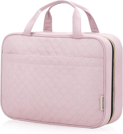 Travel Size Toiletry Bag for Women, Portable Cosmetic Bag with Hanging Hook, Travel Essentials Water-resistant Makeup Organizer for Accessories, Shampoo, Full-size Container, Toiletries